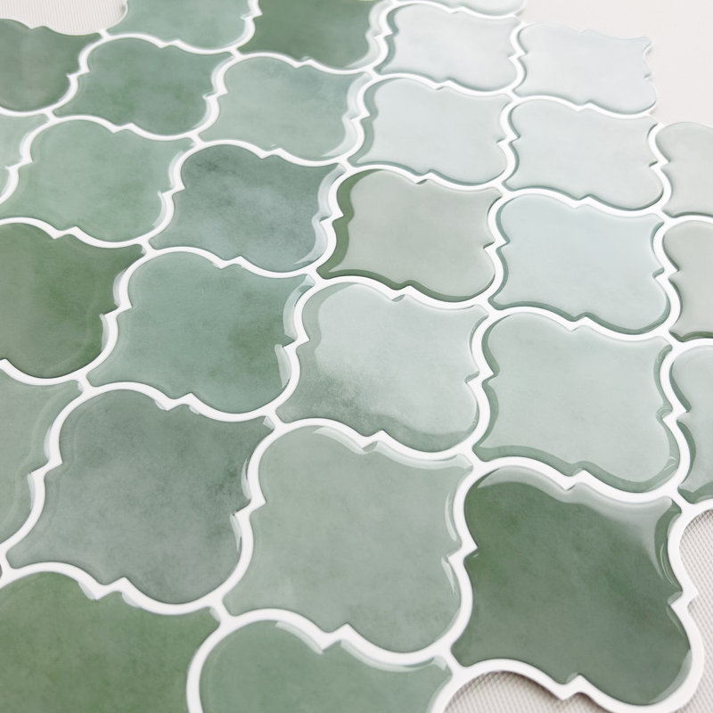Sage Green Peel And Stick Arabesque Vinyl Tile Thicker Upgrade Design (10 Tiles/ Set)
