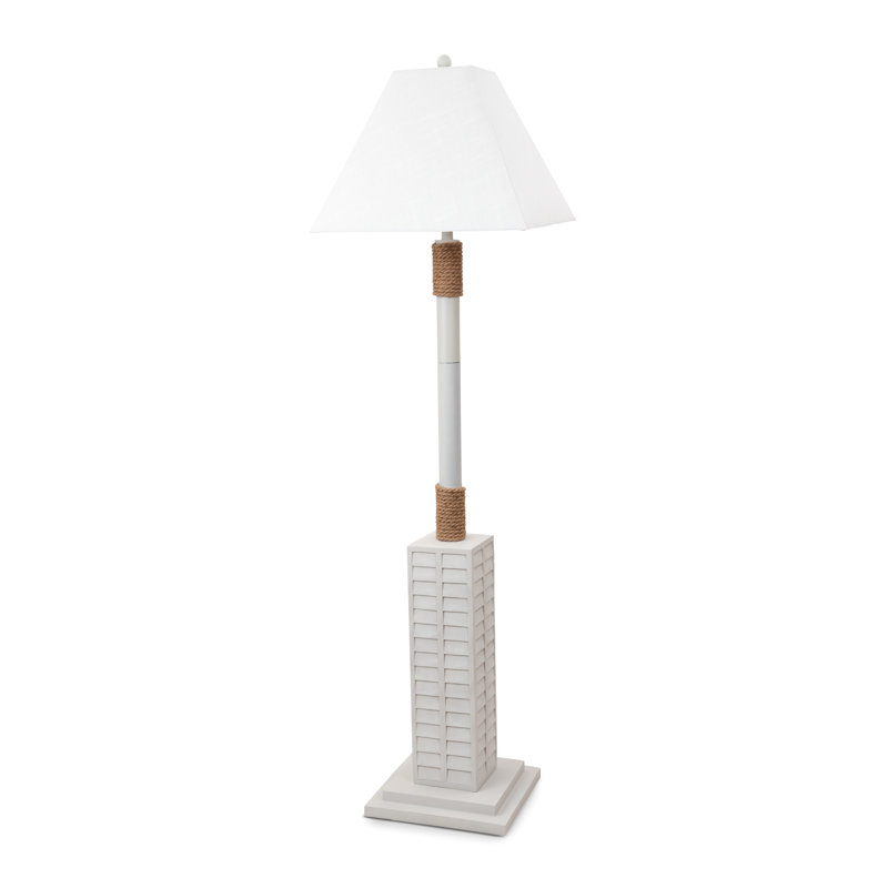 Cyndra 63'' Standard Coastal Shutter Floor Lamp - 3 Way Switch - Linen Shade, White