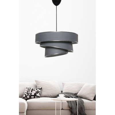 Lustre glamour avec capuchon en coton, 15,7 x 15,7 x 7,9 pouces | Hauteur totale: 28,3 pouces | Douille E27, 40 W maximum | Certifié CE | Parfait pour les décors scandinaves et champêtres | Élégant luminaire pour le salon, la salle à manger et le ve