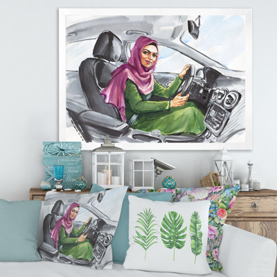 " Arabian Woman Driving A Car II " Painting Print