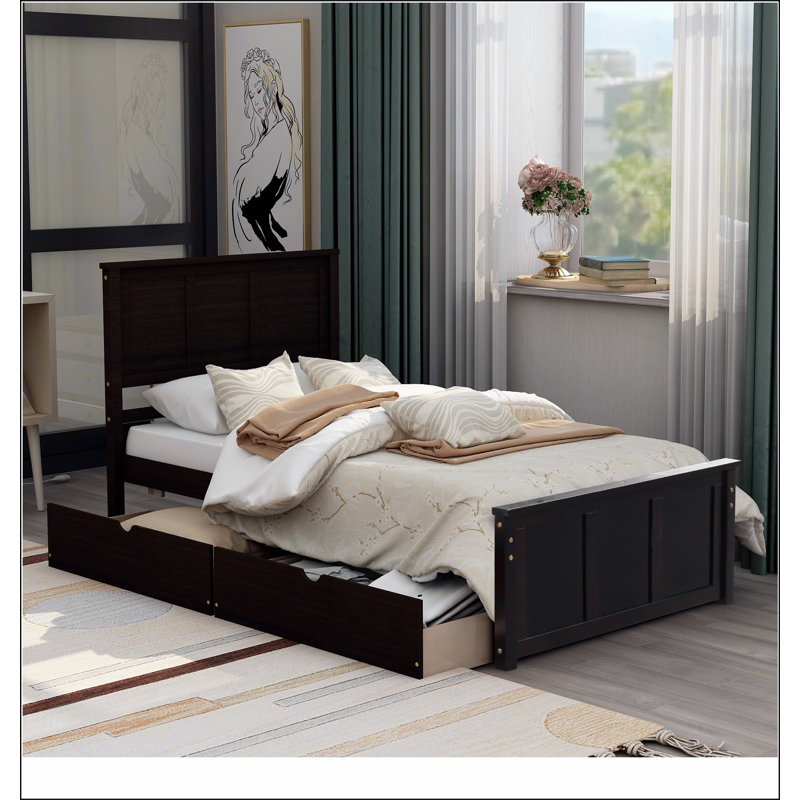 Lit plateforme avec rangement, Espresso