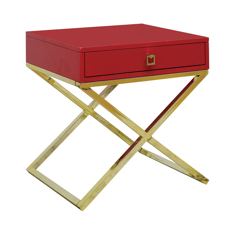 End Table with Storage, Red