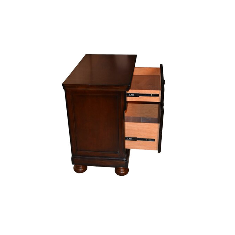 Table de chevet transitionnelle en noyer foncé 3 avec tiroirs cachés - Magnifique porte-souvenirs Grace