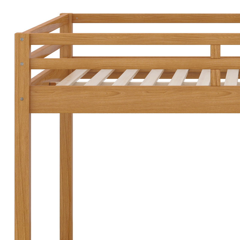 Queen Over Queen Size Bunk Bed, Bunk Bed Frame With Ladder And Guardrail For Kids Teens Adult, Maximize Space, Wood Color