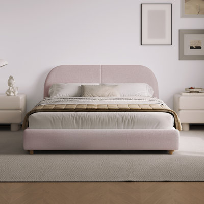 Structure de lit rembourrée avec tête de lit courbée Boucle, style minimaliste moderne