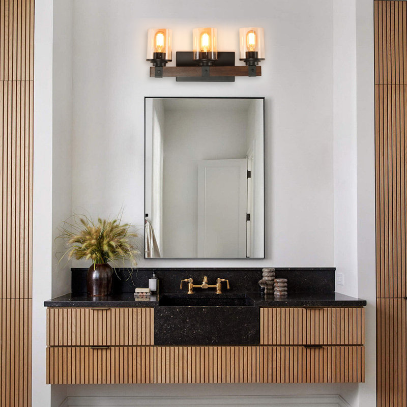 Éclairage pour meuble-lavabo 3 lumières avec abat-jour en verre clair pour salle de bain, 3 Light