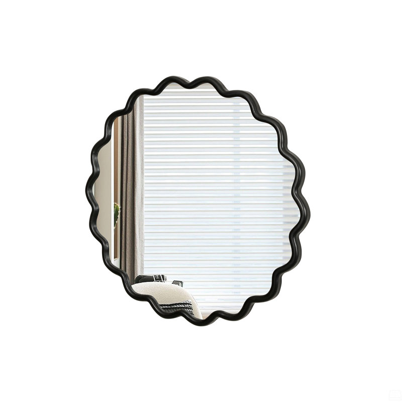 Miroir rectangulaire en bois massif, décoration murale moderne, 31 po x 31 po, Noir