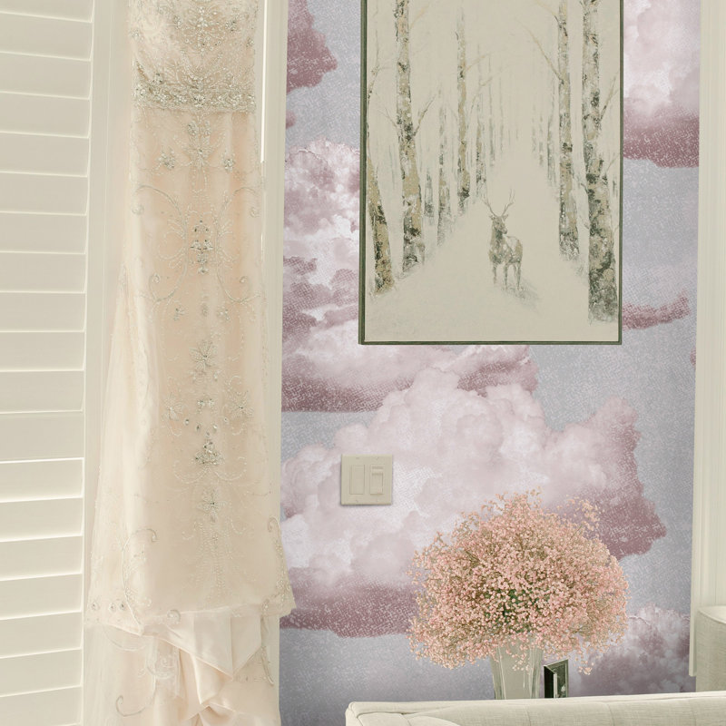 Pink Clouds Wallpaper for Kids and Nursery