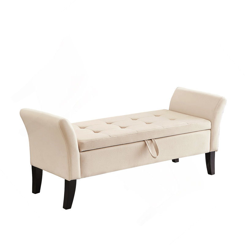 Banc rembourré 51,5 po avec rangement, Beige