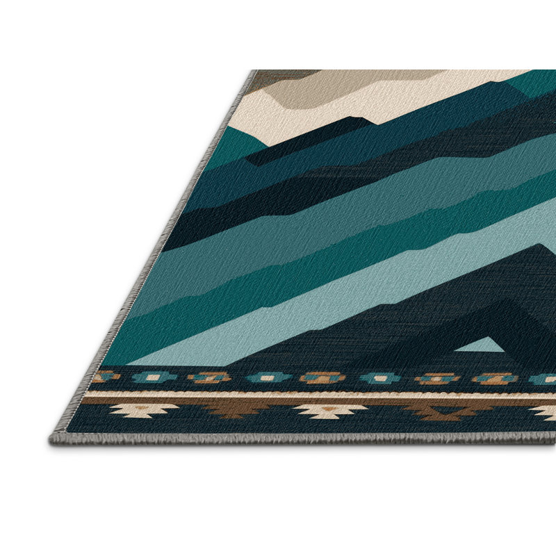 Washable Mountain Ridge Southwestern Area Rug, Rectangle 6' x 9'