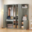 Armoire 4 portes avec tablettes, tiroirs et miroir pleine grandeur-1774897576