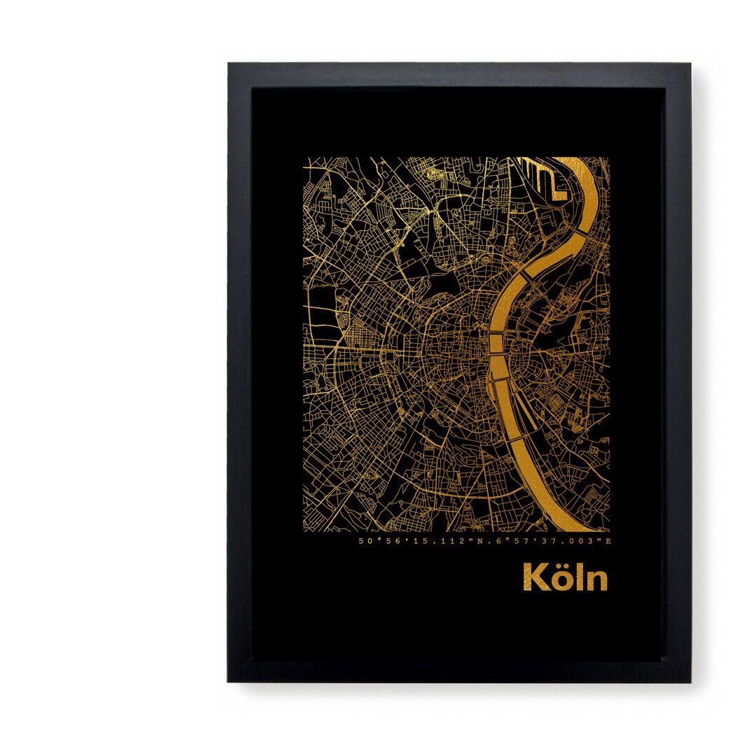 Gerahmtes Papierbild - Grafikdruck „Cologne Map”