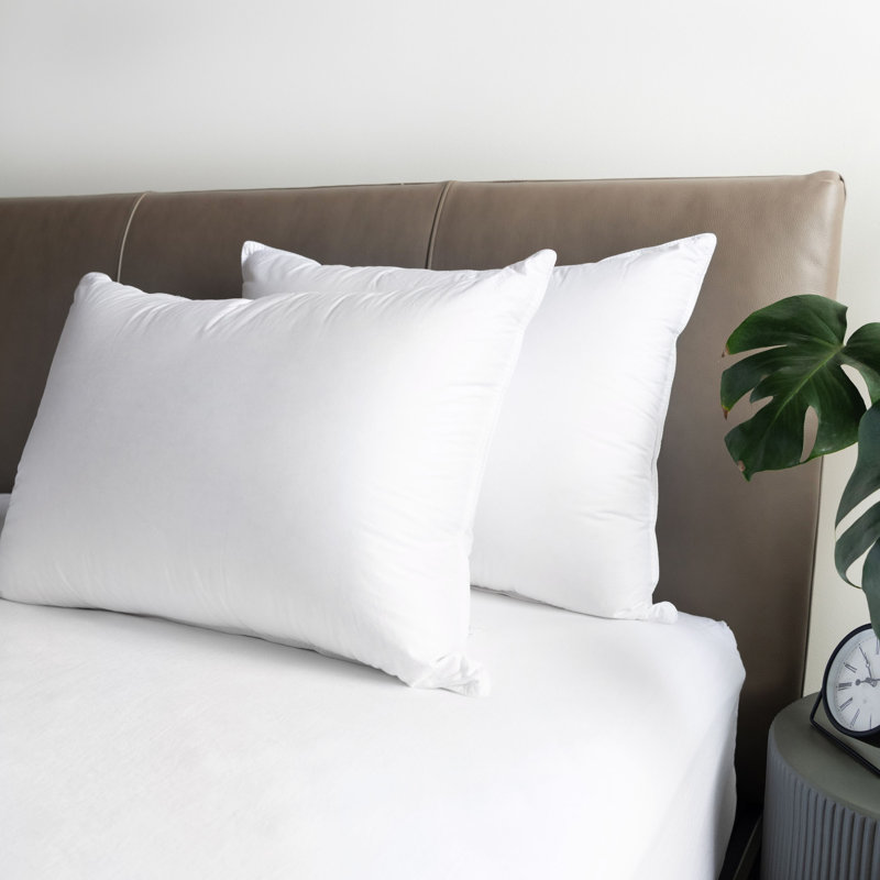 Medium 700 Fill Power Luxury White Duck Down White Bed Pillow, Standard