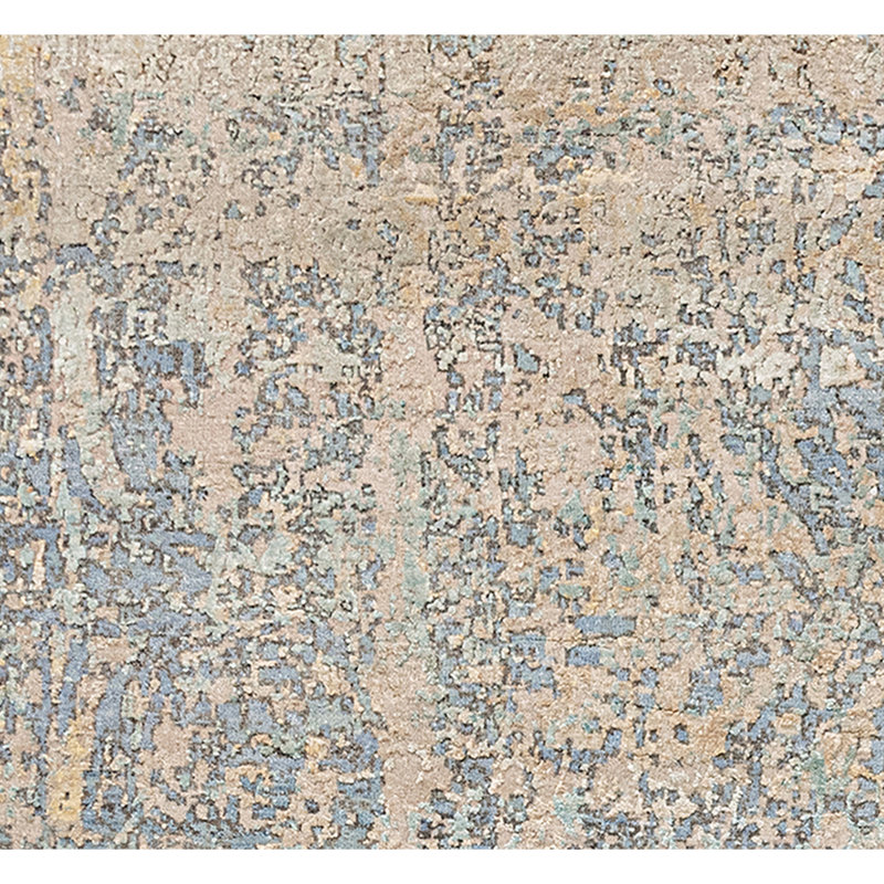Hand Knotted Abstract Area Rug in Beige/Light Blue/Silver, Rectangle 6' x 9'