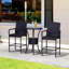 Ensemble de bar en rotin pour 3 PCS avec seaux à glace, meubles de patio avec 1 table de bar et 2 tabourets de bar