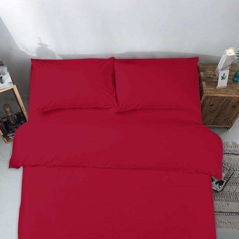 Microfiber No Pattern Duvet Cover Set with Pillowcases Included, Burgundy, Single Duvet Cover + 2 Standard Pillowcases