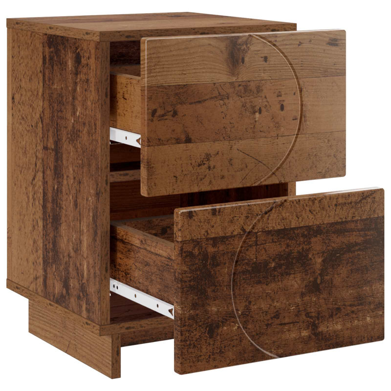 33.5cm W Engineered Wood Bedside Table, Oak Wood