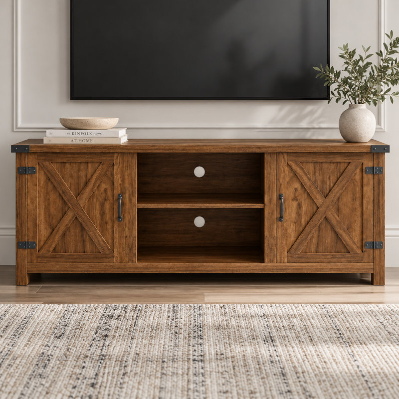 58'' Barn Door Style Media Console, Brown