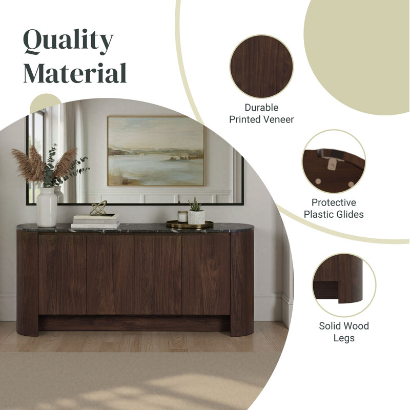 Baron Sideboard 4 Doors, Midnight Marble/Coffee Brown