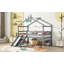 Lit simple mezzanine bas avec glissade, échelle, barrières de sécurité-1150666291