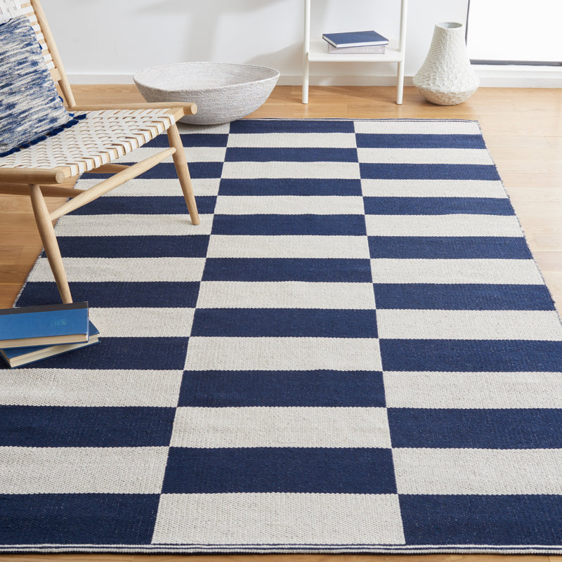 Tapis géométrique en coton tissé à la main Montauk, Rectangle 8 pi x 10 pi