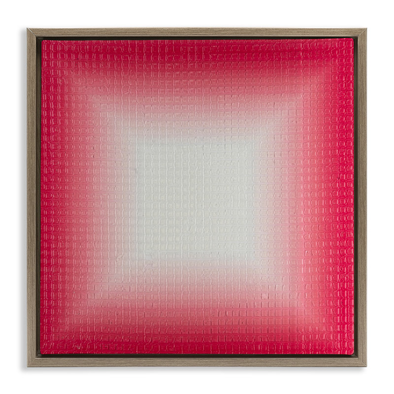 "Red Ombre Fade", art mural sur toile flottant par Michael Willett, Cadre flottant orme Montalcino, H 18 po x l 18 po