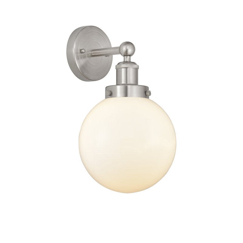 Applique murale à bras en acier 1 lumière Chalkhill, Blanc mat, Nickel satiné brossé