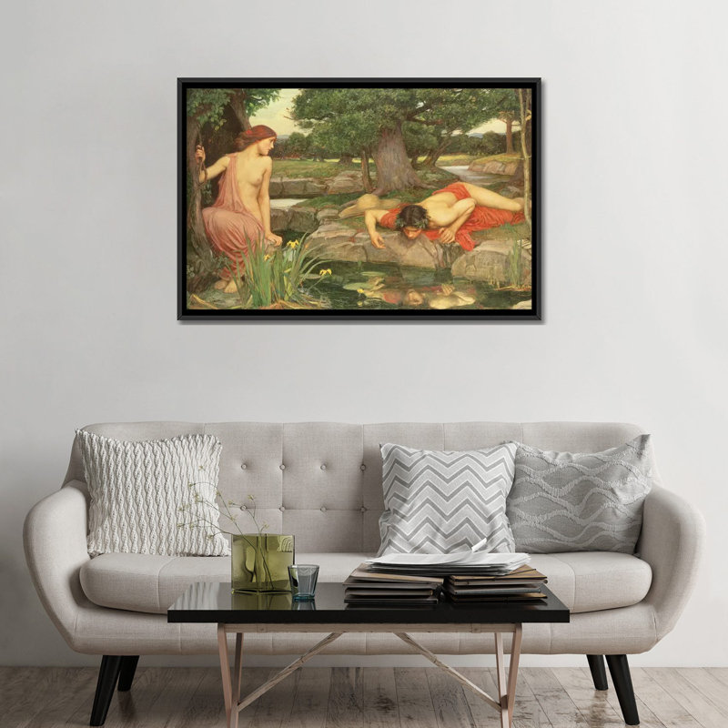 «Echo and Narcissus, 1903» par John William Waterhouse, reproduction sur toile, H 18 po x l 26 po x P 1,5 po, Non mat