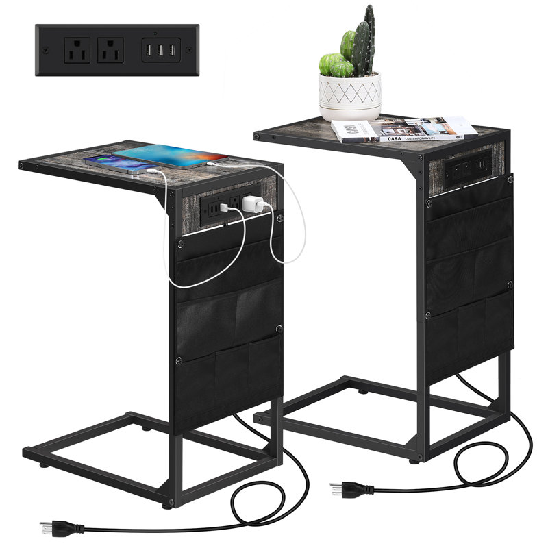 Keyairah End Table Set, Black, Gray