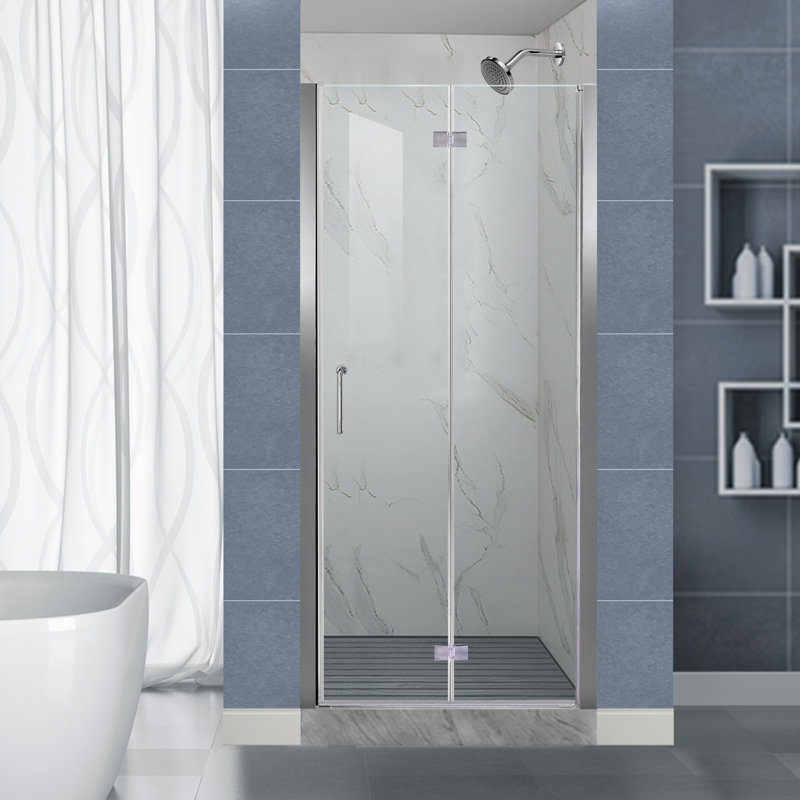 32-33.9 in. W x 72 in. H Frameless Bi-fold Shower Doors with Clear SGCC Tempered Glass, Chrome