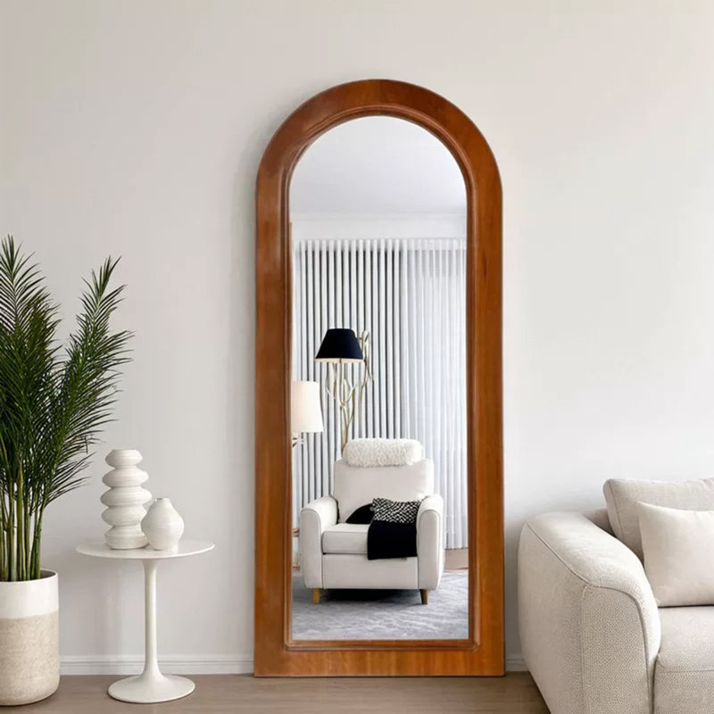 Miroirs pleine longueur demi-cercle en bois manufacturé, 70.87" H x 31.5" W