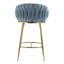 Ensemble de 2 tabourets de bar 26 po à hauteur de comptoir avec dossier ondulé à la main, base chromée dorée et repose-pieds (bleu)-401390025-401390031