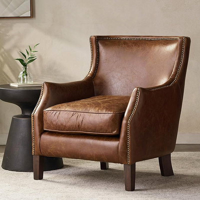 Fauteuil en cuir véritable Colyer