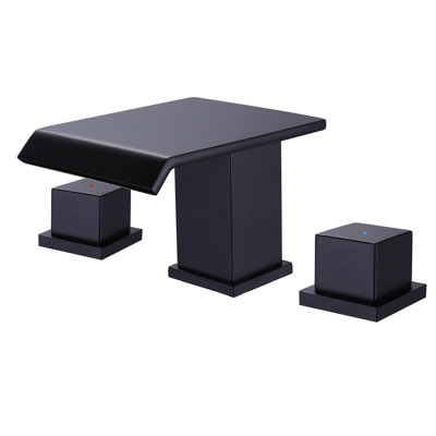  Deck Mounted Widespread Bathroom Sink Faucet With Waterfall Spout