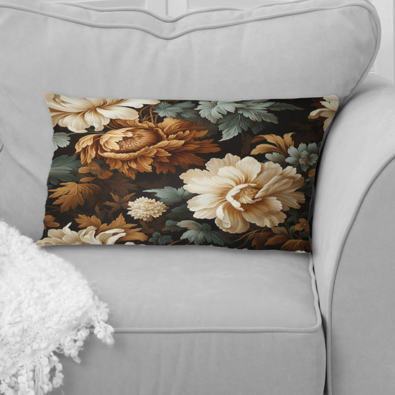 Rustic Brocade Elegance Victorian Pattern IV - Floral Printed Pillow