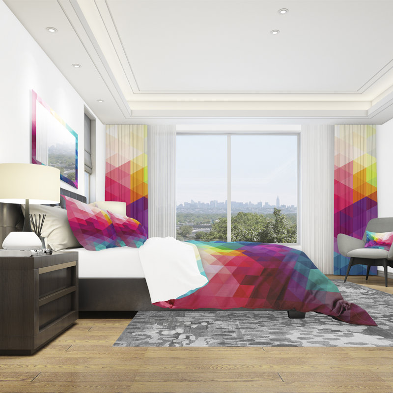 Abstract Colorful Pattern - Modern Contemporary Abstract Duvet Cover Set - Microfiber Polyester