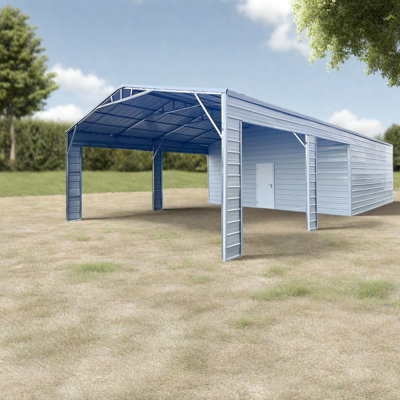 Abri de garage spacieux en acier, bâtiment de rangement en métal renforcé pour usage domestique