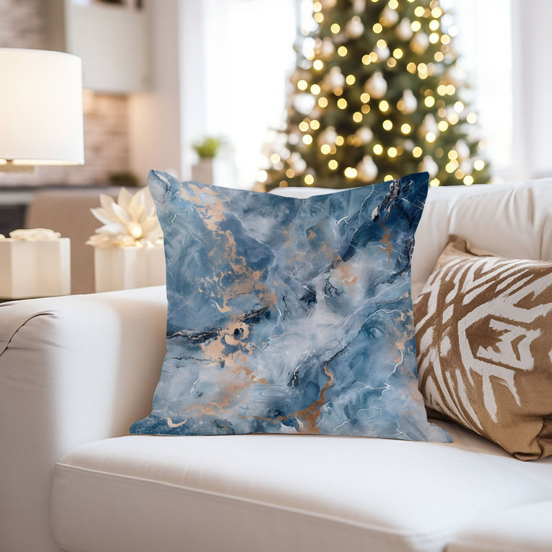 Abstract Blue Geode Crystals Marble V Modern, 16"H x 16"W