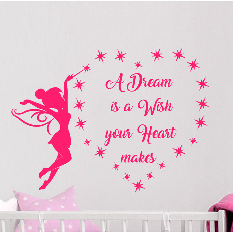 Décalcomanie murale un rêve est un voeu, Rose vif