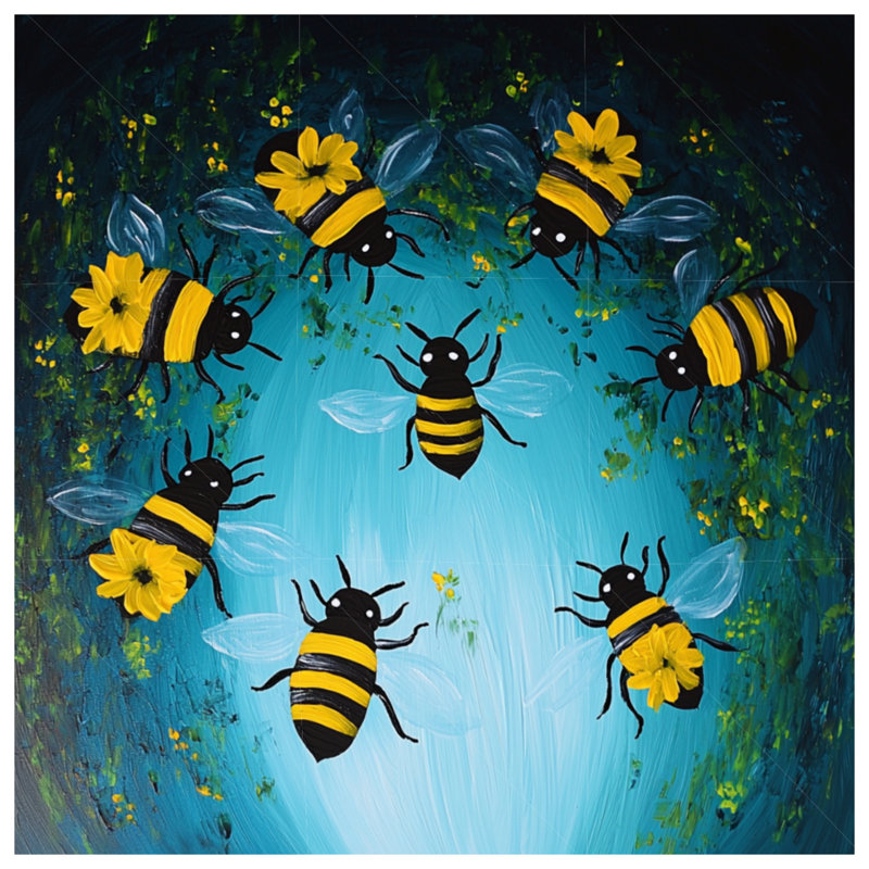 Toile de galerie Bees - Décoration murale insectes en plusieurs tailles, 16 po x 20 po