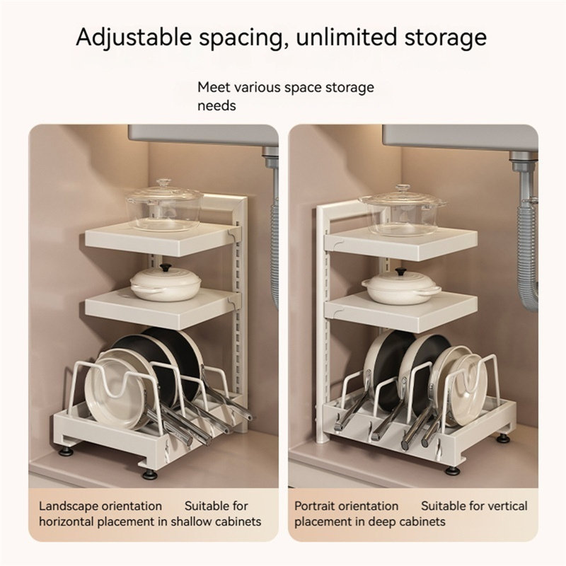 Foldable Cookware Rack, Tall Two-Tier Model, White