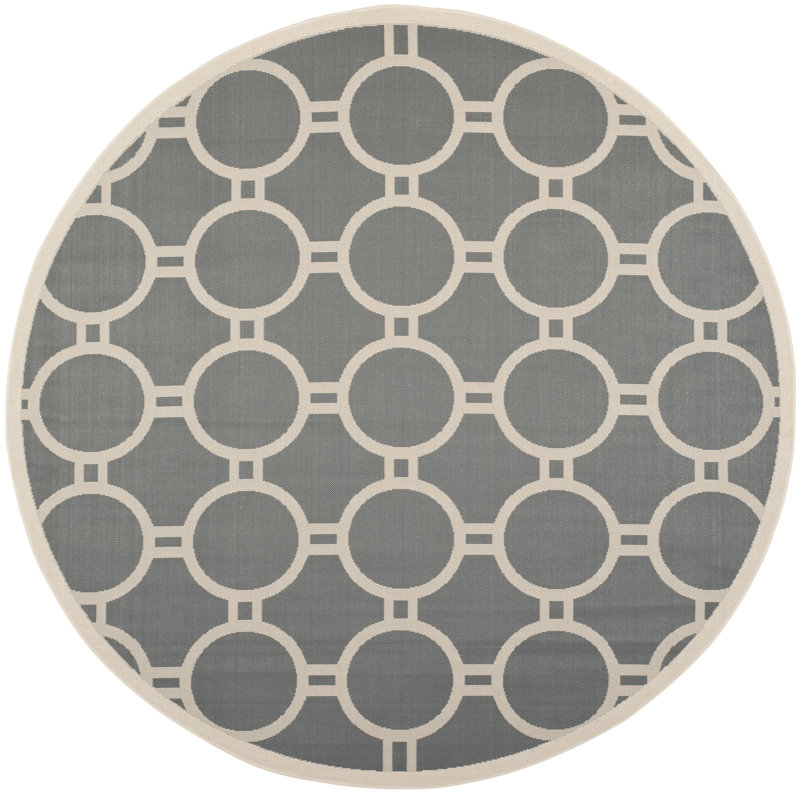 Arneshia Geometric Anthracite/Beige Area Rug, Round 7'1"
