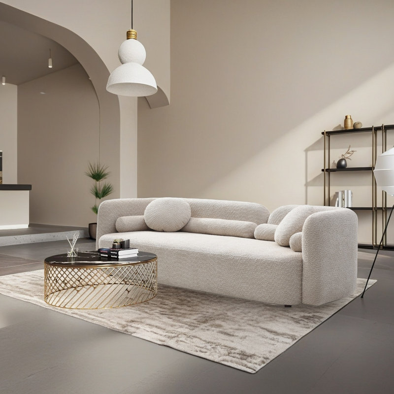 Canapé 89 po à 3 places avec coussins 89 po, Beige