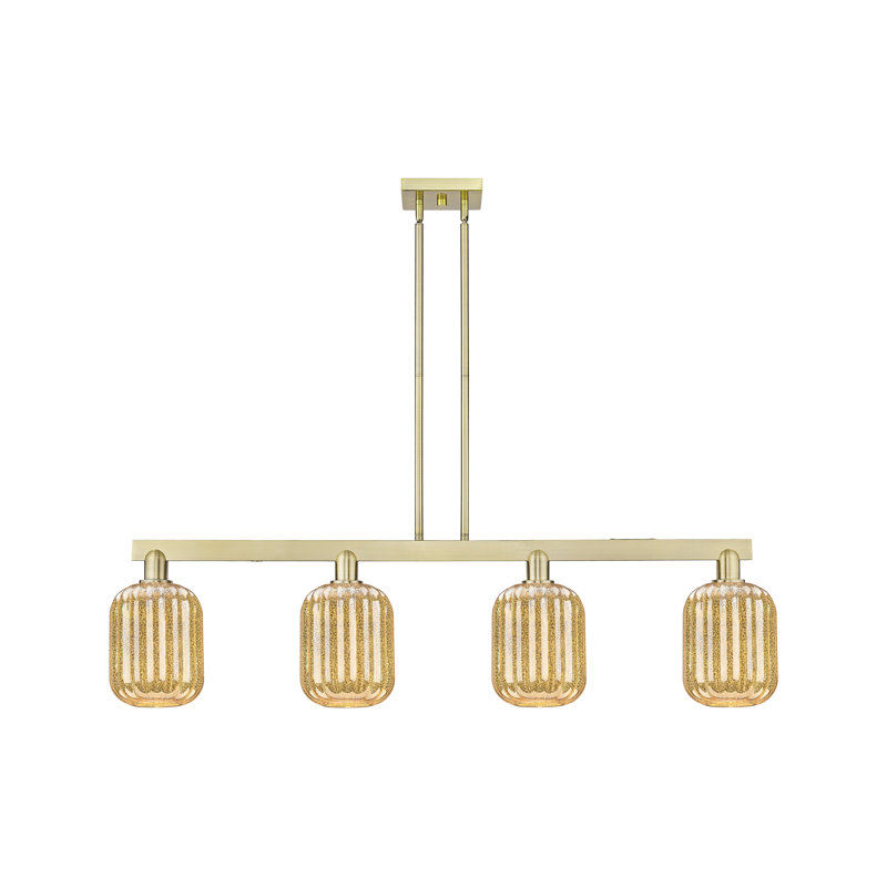 Luminaire suspendu pour îlot 4 lumières Hailsham, Mercure, Laiton antique