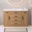 Meuble-lavabo 48 po en chêne clair. Armoire de rangement abondante - 2 portes à fermeture douce et 6 tiroirs-128756081