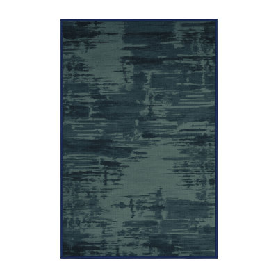 Machine Washable Abstract Blue Area Rug