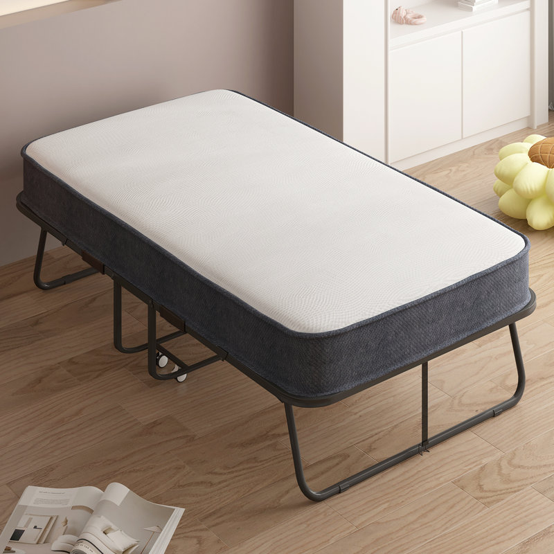 Lit simple pliant avec matelas en mousse de 5 pouces, lit escamotable 75 po x 46 po