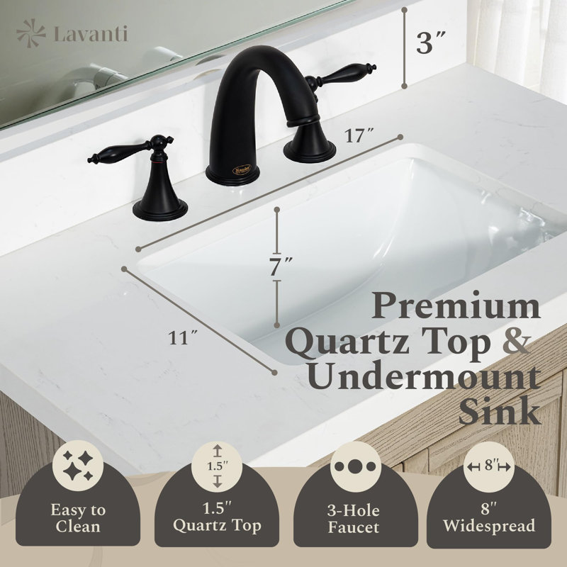 Meuble-lavabo 24 po avec lavabo Lavanti Depos - 100% bois massif de qualité supérieure, meuble-lavabo gris élégant avec armoire de rangement
