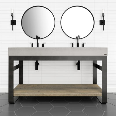 Meuble-lavabo rectangulaire 60 po avec double évier en béton Outland