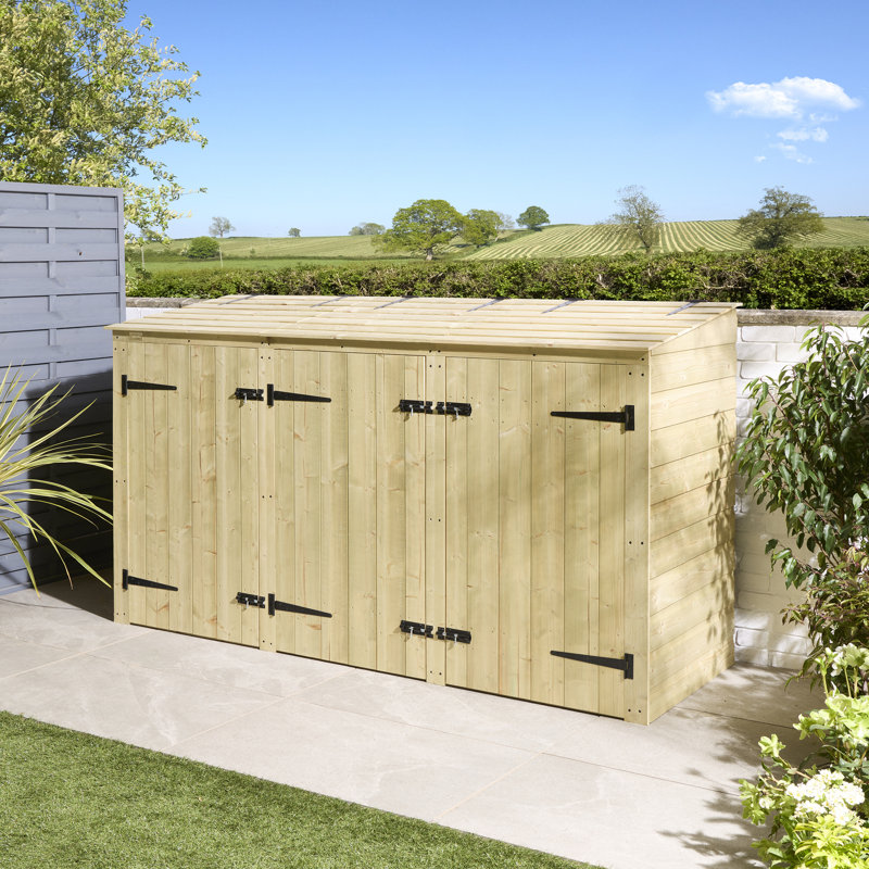 Wooden Triple Bin Store